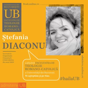 Ștefania Diaconu a absolvit Facultatea de Teologie Romano-Catolică.