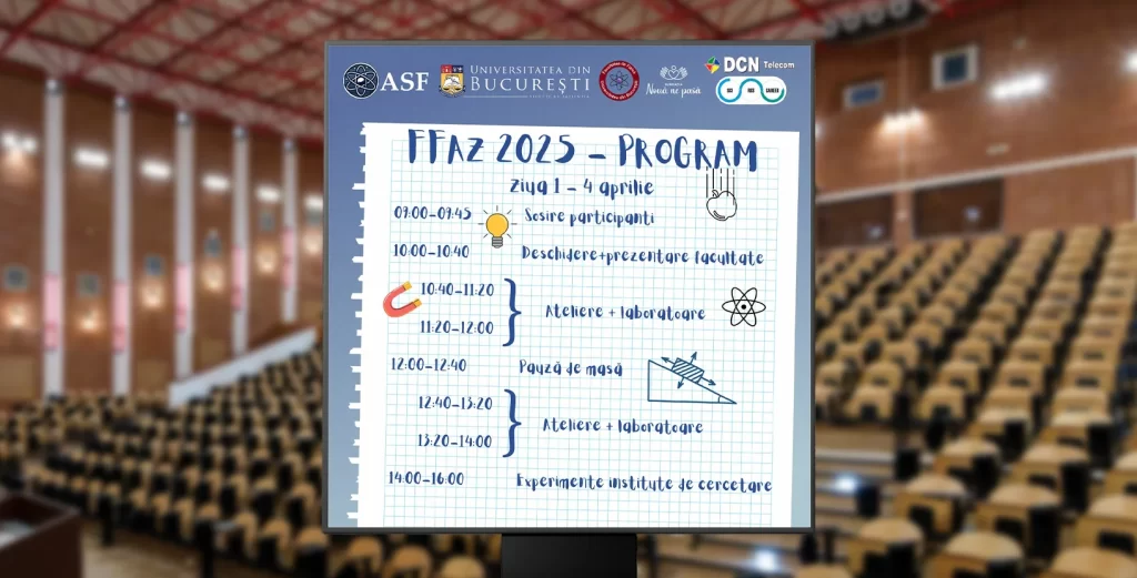#FFaz: pe 4 aprilie, Facultatea de Fizică a Universității din București își deschide porțile pentru elevii și studenții pasionați de știință